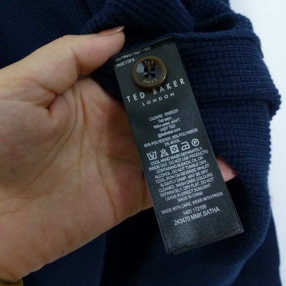 Ted Baker Pullover 243470 MMK Batha Navy Collar Sweater - Picture 7 of 10